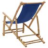 vidaXL Chaise de terrasse Bambou et toile Bleu marine