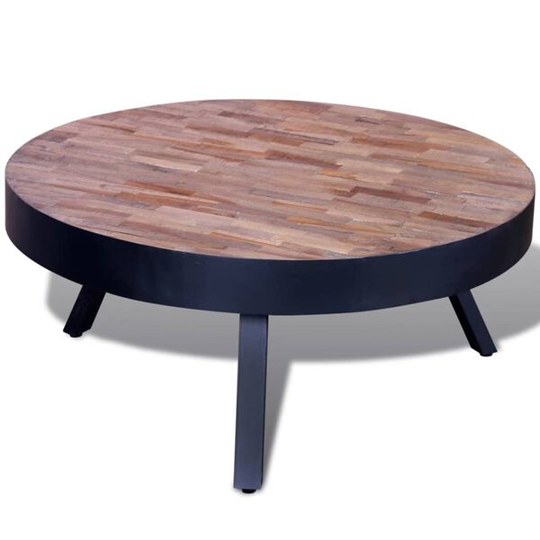 vidaXL Table basse ronde Bois de teck recycl&eacute;