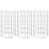 vidaXL Lit sur&eacute;lev&eacute; &agrave; gabion circulaire 3 pcs Acier galvanis&eacute; &Oslash;30x50cm