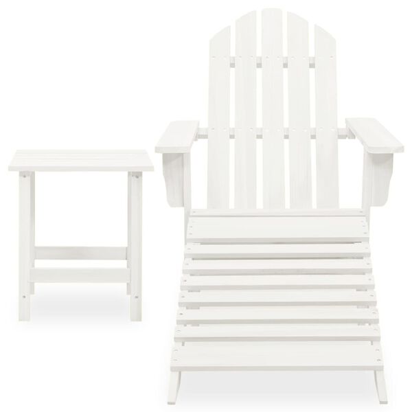 vidaXL Chaise de jardin Adirondack avec pouf et table Sapin Blanc
