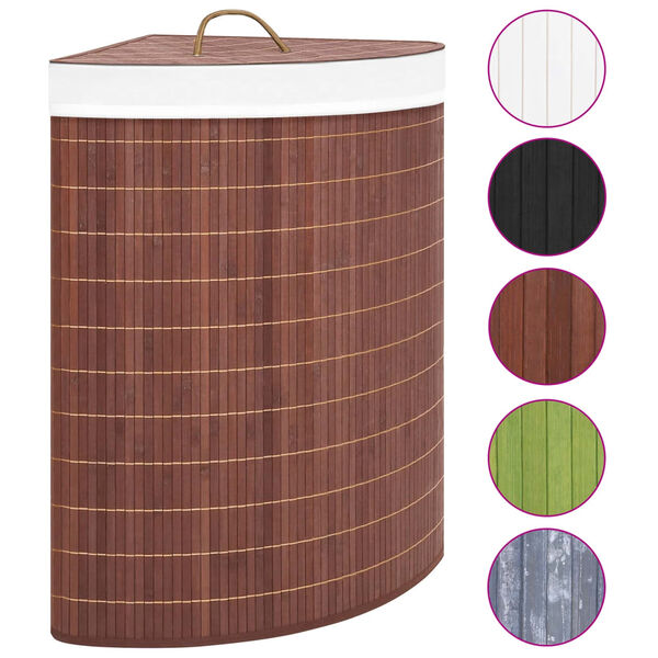 vidaXL Panier &agrave; linge d'angle Bambou Marron 60 L