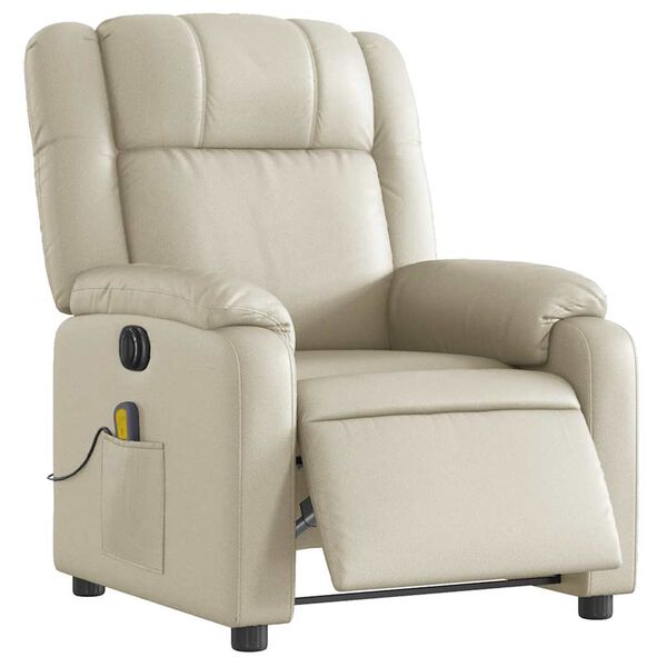 vidaXL Fauteuil inclinable de massage &eacute;lectrique cr&egrave;me similicuir