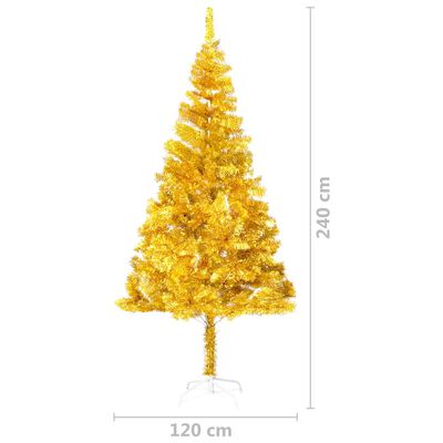 vidaXL Arbre de Noël artificiel pré-éclairé et boules doré 240 cm PET