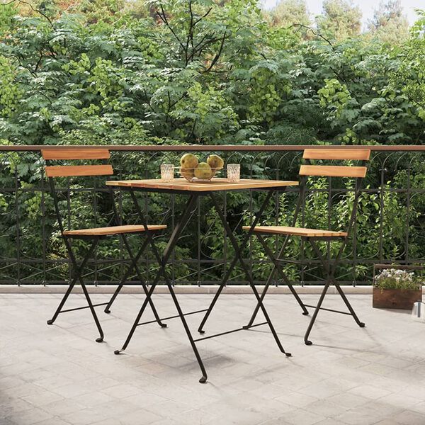 vidaXL Ensemble de bistro pliable 3 pcs Bois de teck massif et acier
