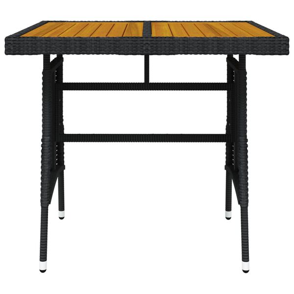 vidaXL Table de jardin Noir 70x70x72 cm R&eacute;sine tress&eacute;e et acacia