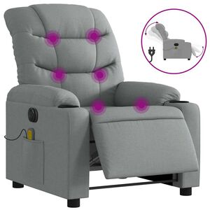 vidaXL Fauteuil inclinable de massage &eacute;lectrique gris clair tissu