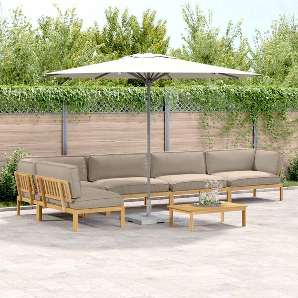 vidaXL Ensemble de Canap&eacute;s Uni 6 pcs Taupe Bois d'Acacia Massif