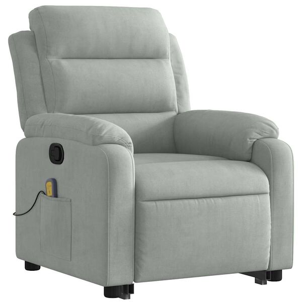 vidaXL Fauteuil inclinable de massage gris clair velours