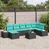 vidaXL Ensemble de canap&eacute; de jardin avec coussin 8 pcs Noir polyrotin