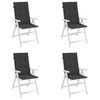 vidaXL Coussins de chaise de jardin &agrave; dossier haut lot de 4 noir tissu