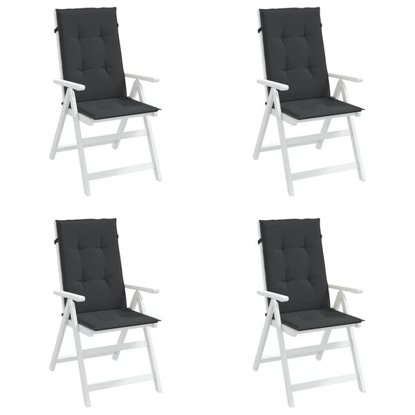 vidaXL Coussins de chaise de jardin &agrave; dossier haut lot de 4 noir tissu
