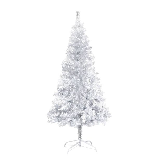 vidaXL Arbre de No&euml;l artificiel pr&eacute;-&eacute;clair&eacute;/boules argent&eacute; 150 cm PET