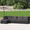 vidaXL Salon de jardin 5 pcs avec coussins Noir R&eacute;sine tress&eacute;e