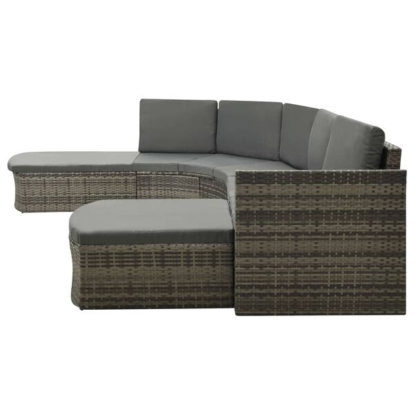 vidaXL Salon de jardin 4 pcs avec coussins résine tressée gris