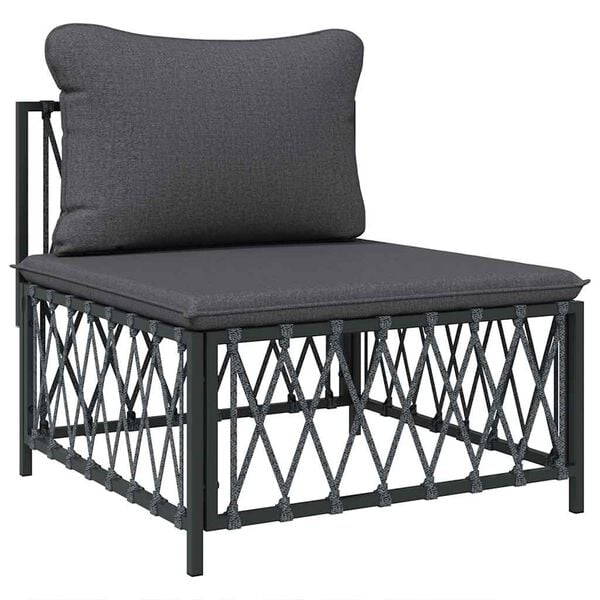 vidaXL Canap&eacute; central de jardin avec coussins anthracite tissu tiss&eacute;