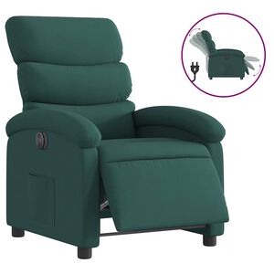 vidaXL Fauteuil inclinable &eacute;lectrique vert fonc&eacute; tissu