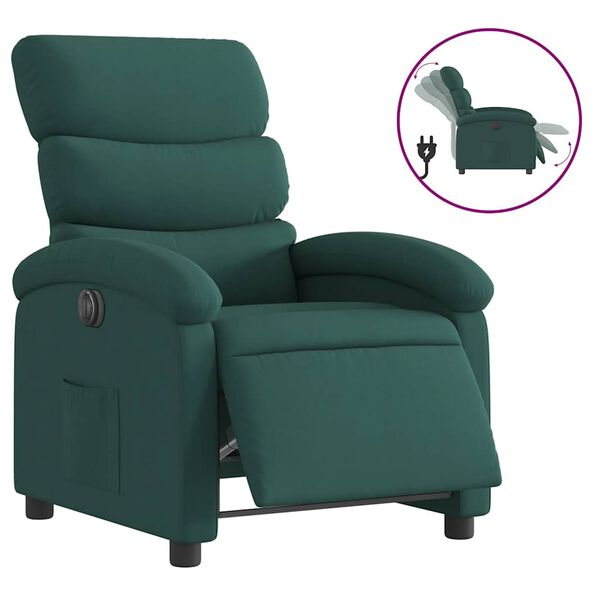 vidaXL Fauteuil inclinable &eacute;lectrique vert fonc&eacute; tissu