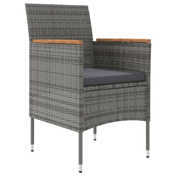 vidaXL Ensemble &agrave; manger de jardin et coussins 5pcs Gris/noir