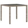 vidaXL Table de jardin dessus en verre Gris 90x90x75 cm R&eacute;sine tress&eacute;e