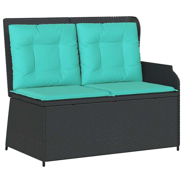 vidaXL Banc de jardin avec coussin Noir Poly rotin