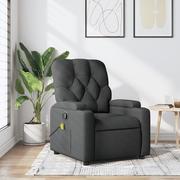 vidaXL Fauteuil de massage inclinable gris fonc&eacute; tissu