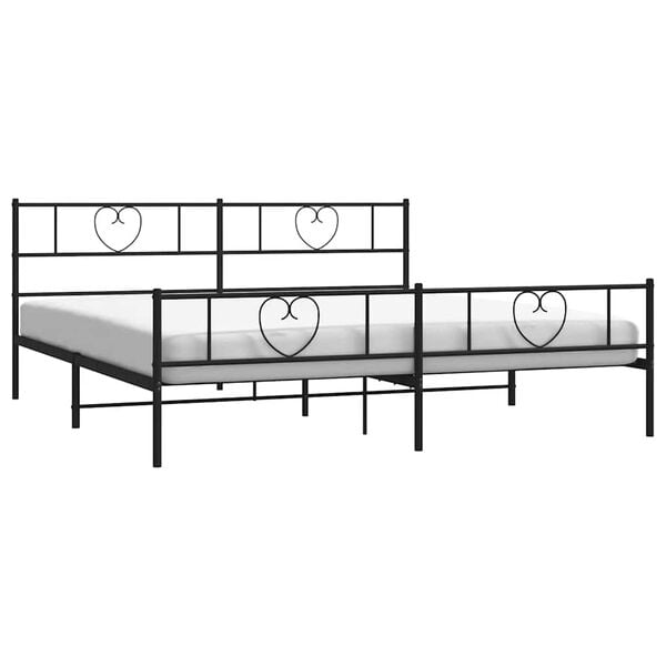 vidaXL Cadre de lit m&eacute;tal sans matelas avec pied de lit noir 193x203cm