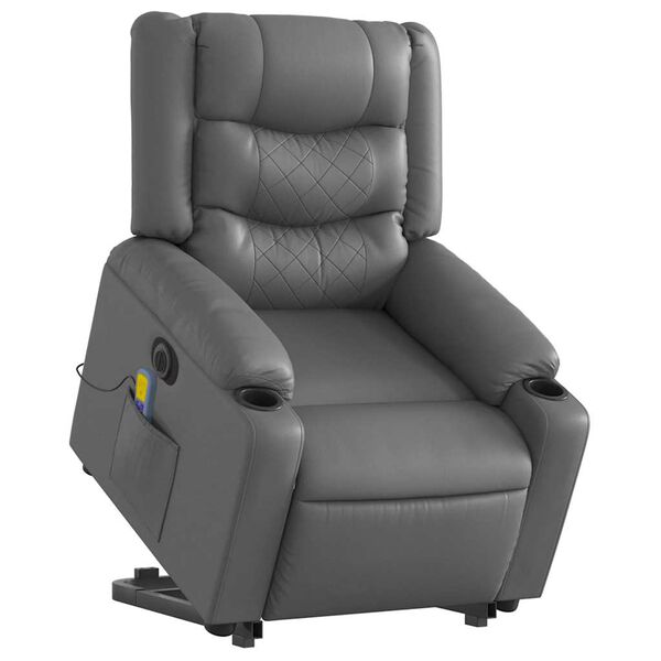 vidaXL Fauteuil inclinable de massage électrique gris similicuir