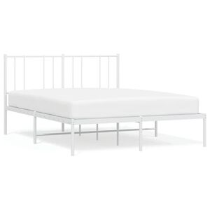 vidaXL Cadre de lit m&eacute;tal sans matelas et t&ecirc;te de lit blanc 135x190 cm