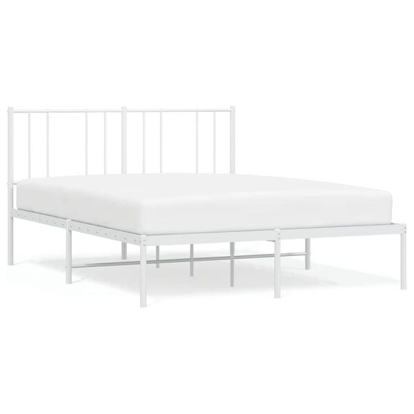 vidaXL Cadre de lit m&eacute;tal sans matelas et t&ecirc;te de lit blanc 135x190 cm