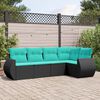vidaXL Salon de jardin 5 pcs avec coussins noir r&eacute;sine tress&eacute;e