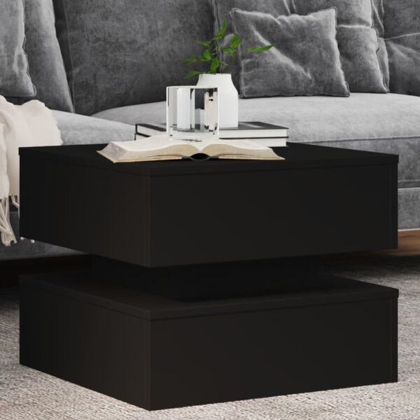 vidaXL Table basse avec lumières LED noir 50x50x40 cm