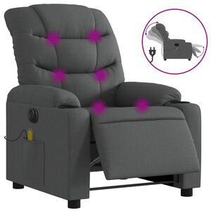 vidaXL Fauteuil inclinable de massage &eacute;lectrique gris fonc&eacute; tissu