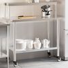 vidaXL Table de travail de cuisine avec étagère 110x55x120 cm inox