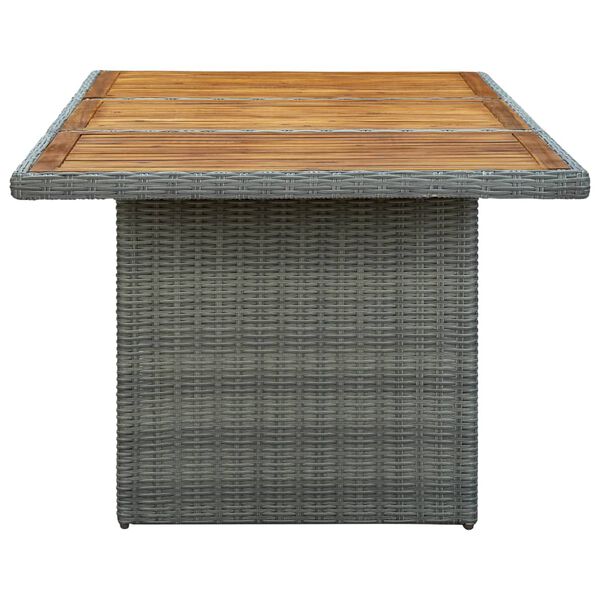 vidaXL Table de jardin Gris clair R&eacute;sine tress&eacute;e et bois d'acacia