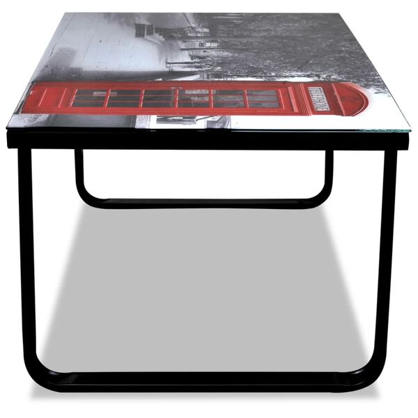 vidaXL Table basse avec impression de cabine t&eacute;l&eacute;phonique Dessus verre