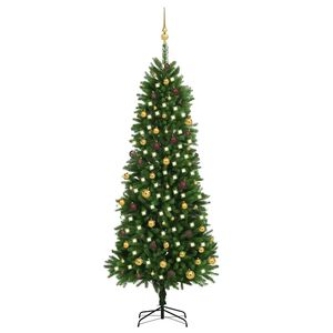 vidaXL Arbre de No&euml;l artificiel pr&eacute;-&eacute;clair&eacute; et boules 240 cm vert