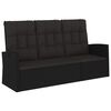vidaXL Banc de jardin inclinable et coussins noir 173cm résine tressée