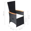 vidaXL Chaise inclinable de jardin 2pc et coussins R&eacute;sine tress&eacute;e Noir