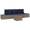 vidaXL Ensemble de canap&eacute; de jardin avec coussin 5 pcs Gris polyrotin