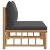vidaXL Canapé central de jardin avec coussins gris foncé bambou