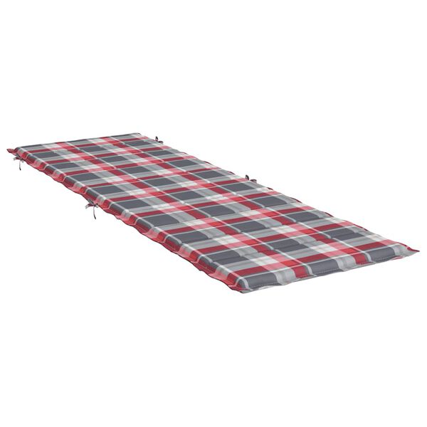 vidaXL Coussin de chaise longue &agrave; carreaux rouge 186x58x4 cm