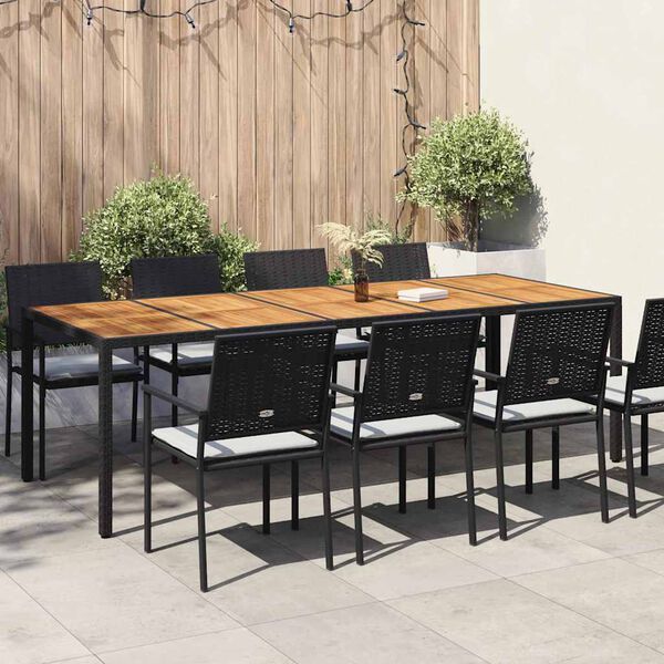 vidaXL Table de Jardin Noir 250 x 100 x 75 cm polyrotin