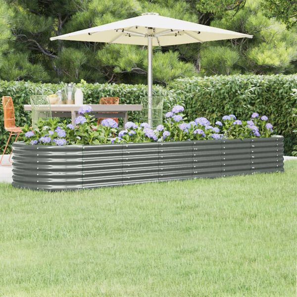 vidaXL Lit sur&eacute;lev&eacute; de jardin Acier galvanis&eacute; 296x80x36 cm gris