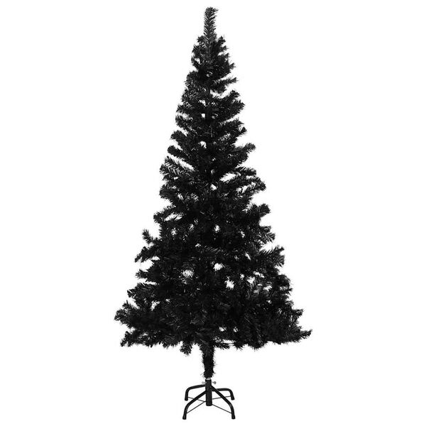 vidaXL Arbre de No&euml;l artificiel pr&eacute;-&eacute;clair&eacute; et boules noir 240 cm PVC