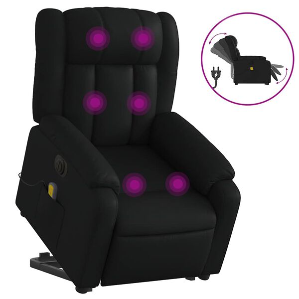 vidaXL Fauteuil inclinable de massage &eacute;lectrique noir similicuir