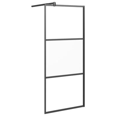 vidaXL Paroi de douche avec étagère Noir 90x195 cm Verre ESG&Aluminium