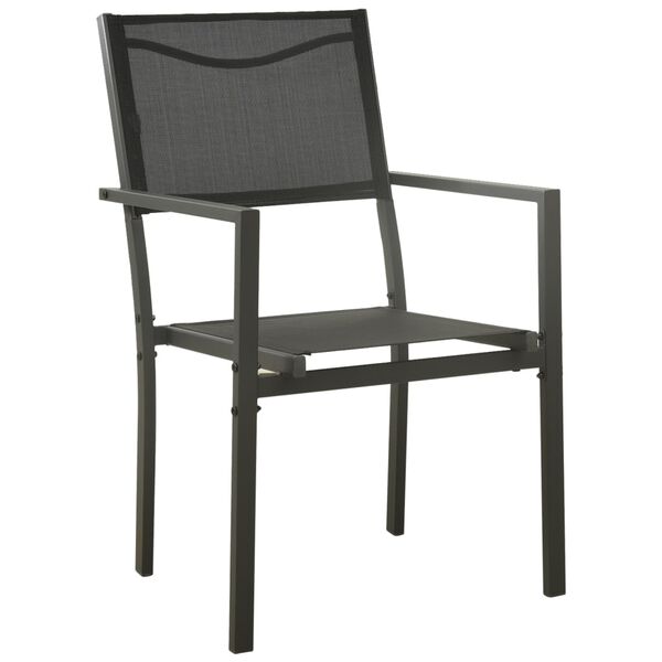 vidaXL Chaises de jardin lot de 4 Textil&egrave;ne et acier Noir anthracite