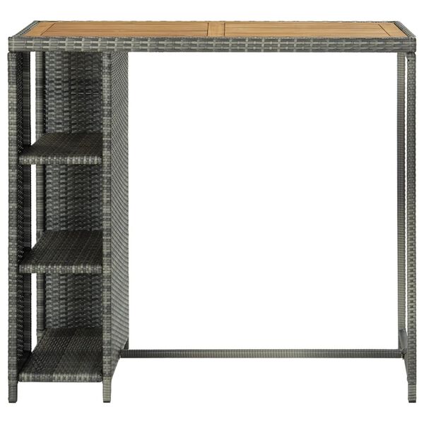 vidaXL Table de bar avec rangement Gris 120x60x110 cm R&eacute;sine tress&eacute;e