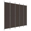 vidaXL Cloison de s&eacute;paration 5 panneaux Marron 250x220 cm Tissu