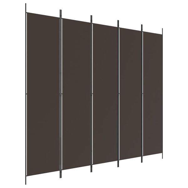 vidaXL Cloison de s&eacute;paration 5 panneaux Marron 250x220 cm Tissu